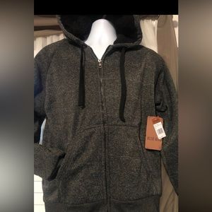 Blue Rag NWT zipper Hoodie Small color black marbled very warm interior